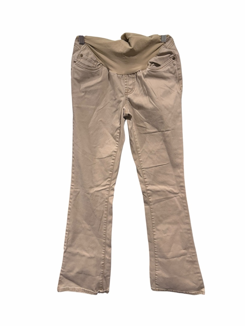 Indigo Blue Maternity Boot Cut Pants in Beige